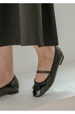 Monzure Ribbon Mary Jane Flat Shoes 1cm