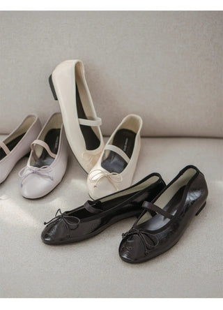 Monzure Ribbon Mary Jane Flat Shoes 1cm