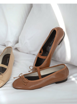 Monzure Ribbon Mary Jane Flat Shoes 1cm