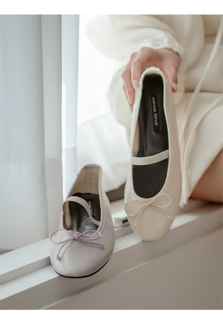 Monzure Ribbon Mary Jane Flat Shoes 1cm