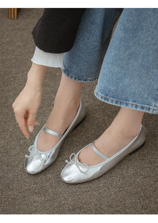 Monzure Ribbon Mary Jane Flat Shoes 1cm