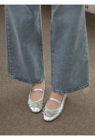 Monzure Ribbon Mary Jane Flat Shoes 1cm