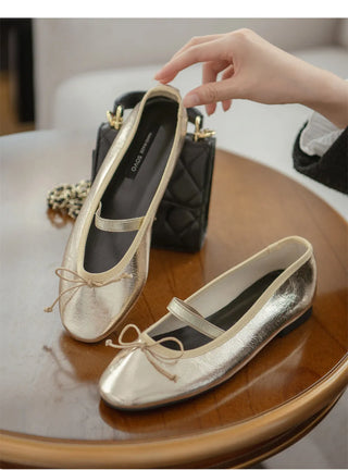 Monzure Ribbon Mary Jane Flat Shoes 1cm
