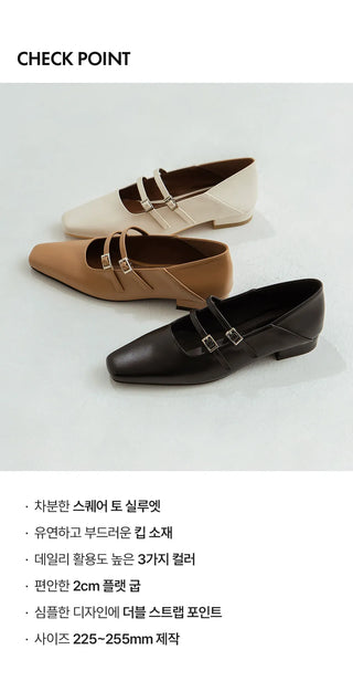 Frampt Double Strap Flats 2cm