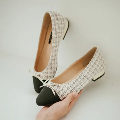 Roelli Ribbon Tweed Flat Shoes 2cm