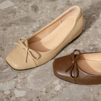 Brenton Square Ribbon Flat Shoes 1cm