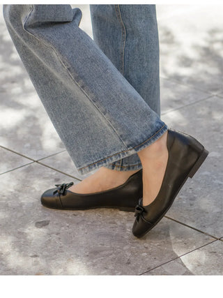 Brenton Square Ribbon Flat Shoes 1cm