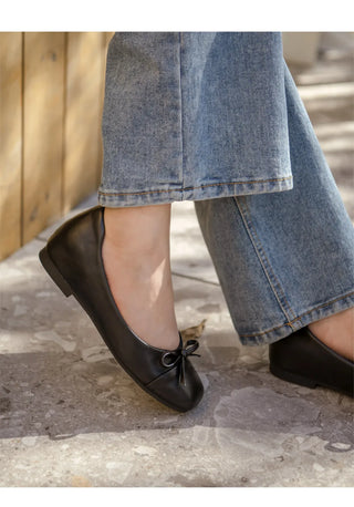Brenton Square Ribbon Flat Shoes 1cm