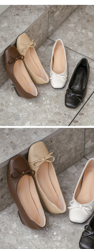 Brenton Square Ribbon Flat Shoes 1cm