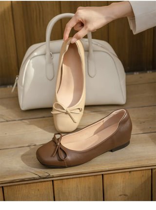 Brenton Square Ribbon Flat Shoes 1cm