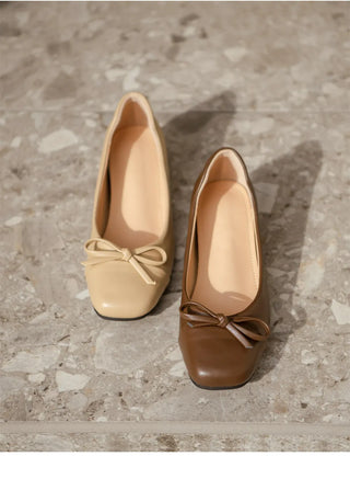 Brenton Square Ribbon Flat Shoes 1cm
