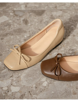 Brenton Square Ribbon Flat Shoes 1cm