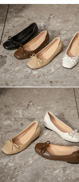 Brenton Square Ribbon Flat Shoes 1cm
