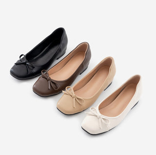 Brenton Square Ribbon Flat Shoes 1cm