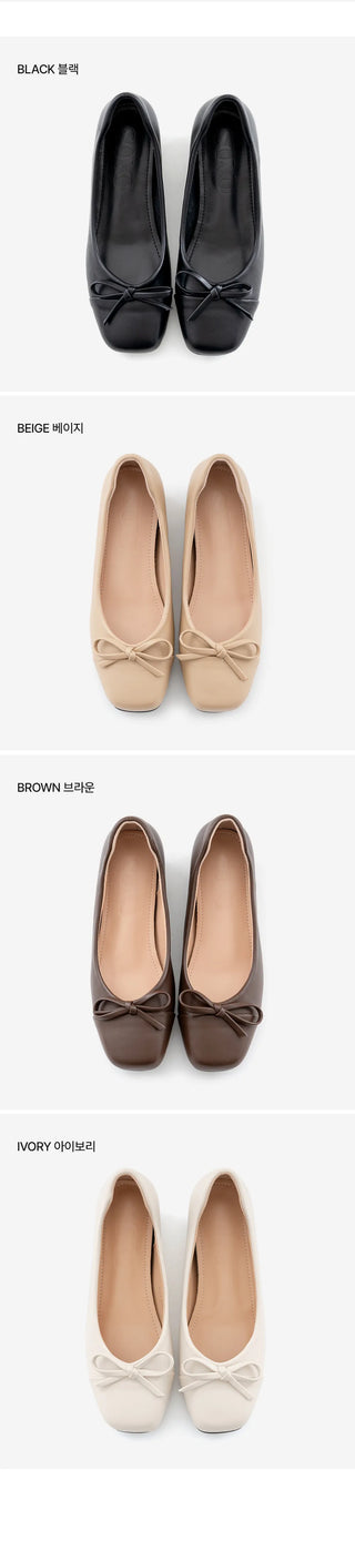 Brenton Square Ribbon Flat Shoes 1cm