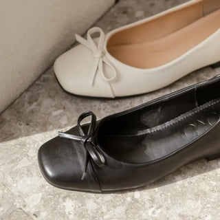 Brenton Square Ribbon Flat Shoes 1cm