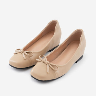 Brenton Square Ribbon Flat Shoes 1cm