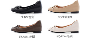 Brenton Square Ribbon Flat Shoes 1cm