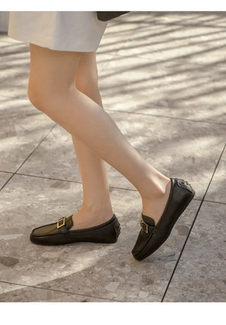 Comforton Cowhide Flats Loafers 1cm