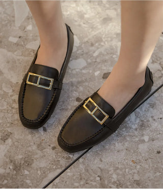 Comforton Cowhide Flats Loafers 1cm
