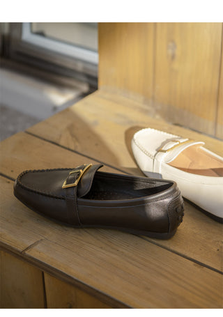 Comforton Cowhide Flats Loafers 1cm