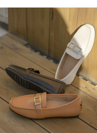 Comforton Cowhide Flats Loafers 1cm
