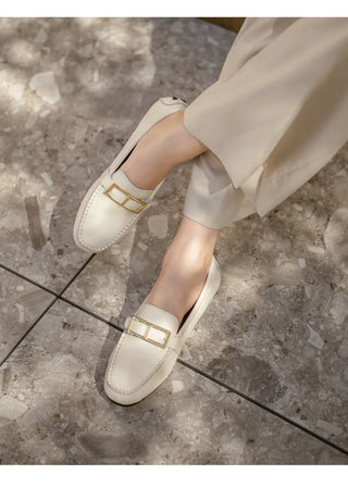 Comforton Cowhide Flats Loafers 1cm