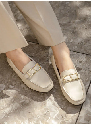 Comforton Cowhide Flats Loafers 1cm