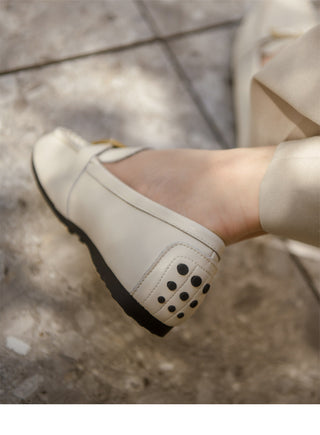 Comforton Cowhide Flats Loafers 1cm