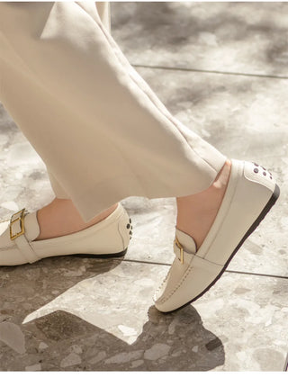 Comforton Cowhide Flats Loafers 1cm