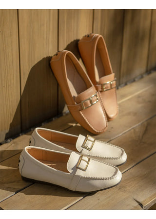 Comforton Cowhide Flats Loafers 1cm