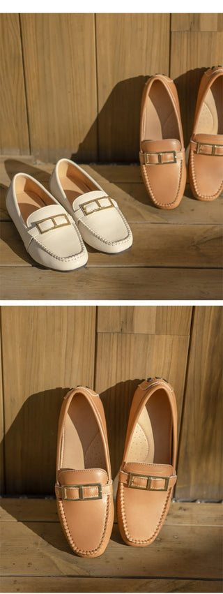 Comforton Cowhide Flats Loafers 1cm
