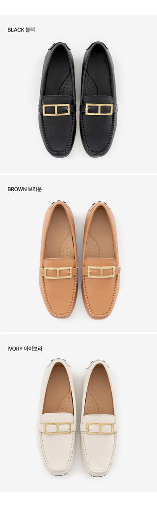 Comforton Cowhide Flats Loafers 1cm