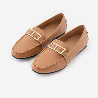 Comforton Cowhide Flats Loafers 1cm