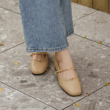 Circled Gold Chain Hidden Heel Flats 1cm