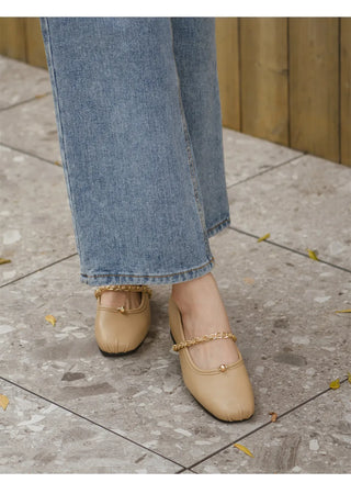 Circled Gold Chain Hidden Heel Flats 1cm