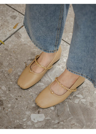 Circled Gold Chain Hidden Heel Flats 1cm