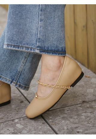 Circled Gold Chain Hidden Heel Flats 1cm