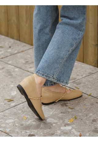 Circled Gold Chain Hidden Heel Flats 1cm