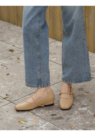 Circled Gold Chain Hidden Heel Flats 1cm