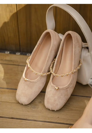 Circled Gold Chain Hidden Heel Flats 1cm