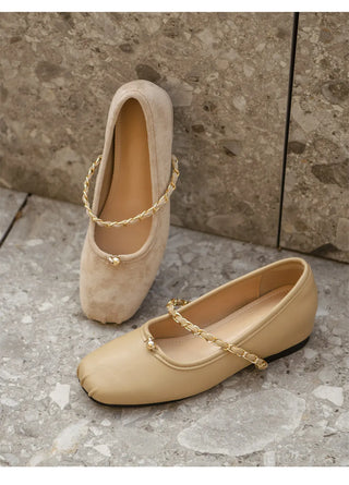 Circled Gold Chain Hidden Heel Flats 1cm