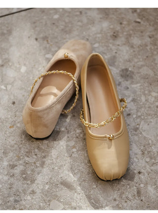 Circled Gold Chain Hidden Heel Flats 1cm