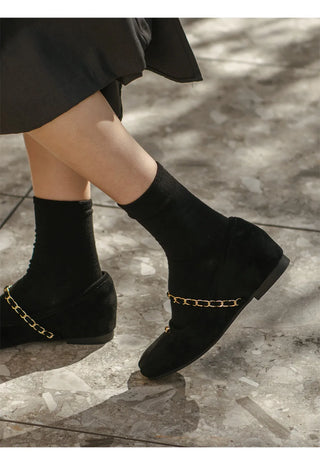 Circled Gold Chain Hidden Heel Flats 1cm