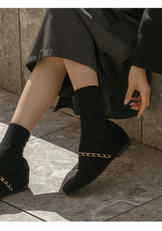 Circled Gold Chain Hidden Heel Flats 1cm
