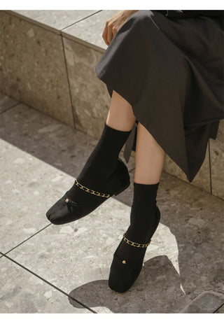 Circled Gold Chain Hidden Heel Flats 1cm