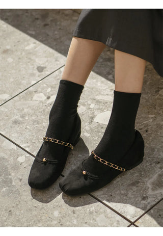 Circled Gold Chain Hidden Heel Flats 1cm