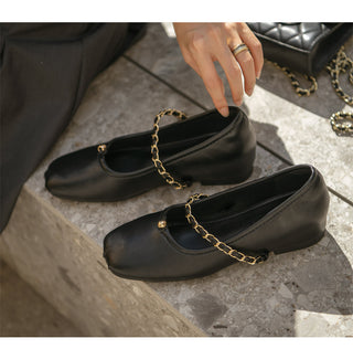 Circled Gold Chain Hidden Heel Flats 1cm