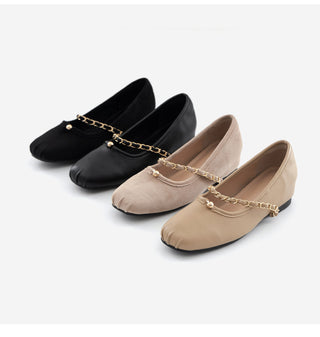 Circled Gold Chain Hidden Heel Flats 1cm