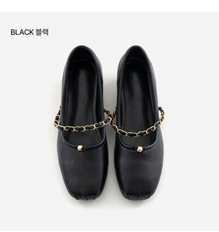 Circled Gold Chain Hidden Heel Flats 1cm